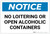 Notice: No Loitering Or Open Alcoholic Containers - Label