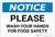 Notice: Please Wash Your Hands For Food Safety - Label