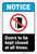 Notice: Doors Be Kept Closed At All Times Portrait ANSI - Label