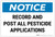 Notice: Record and Post All Pesticide Applications Landscape - Label