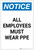 Notice: All Employees Must Wear PPE Portrait - Label