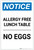 Notice: Allergy Free Lunch Table No Eggs Portrait - Label