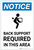 Notice: Back Support Required In This Area with Icon Portrait - Label