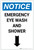 Notice: Emergency Eye Wash Station and Shower with Arrow Down Icon Portrait - Label