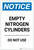 Notice: Empty Nitrogen Cylinders - Do Not Use Portrait - Label