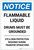 Notice: Flammable Liquid Drums Must Be Grounded Portrait - Label