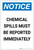 Notice: Chemical Spills Must be Reported Immediately Portrait - Label