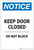 Notice: Keep Door Closed - Do Not Block Portrait - Label