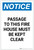 Notice: Passage To Fire House Must Be Kept Clear Portrait - Label