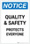Notice: Quality and Safety Protects Everyone Portrait - Label