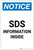 Notice: SDS Information Inside Portrait - Label