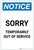 Notice: Sorry - Temporarily Out Of Service Portrait - Label