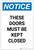 Notice: These Doors Must Be Kept Closed Portrait - Label
