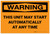 Warning: Unit Starts Automatically - Label