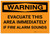 Warning: Evacuate This Area Immediately If Fire Alarm Sounds Landscape - Label