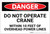 Danger: Do Not Operate Crane Within 10 Feet of Power Lines - Label