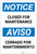 Notice: Closed for Maintenance Bilingual Spanish - Label