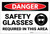 Danger: PPE Safety Glasses Required in Area with Graphic - Label