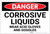 Danger: Corrosive Liquids Wear Gloves and Goggles - Label