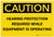 Caution: Hearing Protection Required While Equipment Operating - Label