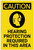 Caution: PPE Hearing Protection Required in This Vertical with Graphic - Label