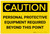 Caution: PPE Required Beyond This Point - Label