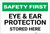 Safety First: Eye and Ear Protection Stored Here - Label