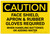 Caution: Face Shield/Apron/Rubber Gloves Required When Handling Batteries - Label