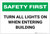 Safety First: Turn All Lights On When Entering Building - Label