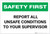 Safety First: Report Unsafe Conditions to Supervisor - Label