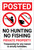 Posted: No Hunting No Fishing Private Property with Icons Portrait - Label