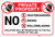 Private Property: No Trespassing Skateboarding Biking Rollerblading with Icons Violators Prosecuted Landscape - Label