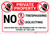 Private Property: No Trespassing Soliciting With Icons Violators Prosecuted Landscape - Label