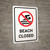 Beach Closed with Pictogram - Wall Sign