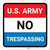 U.S. Army - No Trespassing - Wall Sign