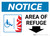 Notice: Area Of Refuge with ADA Fire Icon Down Arrow Landscape