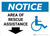 Notice: Area Of Rescue Assistance with ADA Icon and Down Arrow Landscape