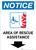 Notice: Area Of Rescue Assistance with ADA Fire Icon and Down Arrow Portrait