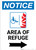 Notice: Area of Refuge with ADA Fire Icon and Right Arrow Portrait