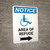 Notice: Area of Refuge with ADA Icon Right Arrow