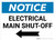 Notice: Electrical Main Shut-Off Landscape with Left Arrow