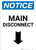Notice: Main Disconnect Portrait with Down Arrow