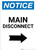 Notice: Main Disconnect Portrait with Right Arrow