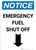 Notice: Emergency Fuel Shut Off with Down Arrow Portrait