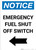 Notice: Emergency Fuel Shut Off Switch with Left Arrow Portrait