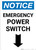 Notice: Emergency Power Switch with Down Arrow Portrait
