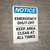 Notice: Emergency Shut-Off Keep Area Clear At All Times Portrait
