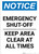 Notice: Emergency Shut-Off Keep Area Clear At All Times Portrait