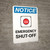 Notice: Emergency Shut-off with Emergency Stop Icon Portrait