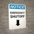 Notice: Emergency Shutoff with Down Arrow Portrait